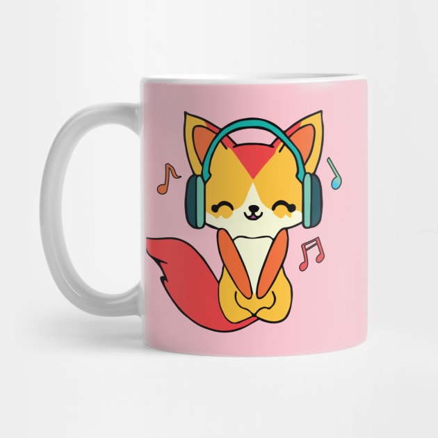 Happy fox with headphones by SPJE Illustration Photography